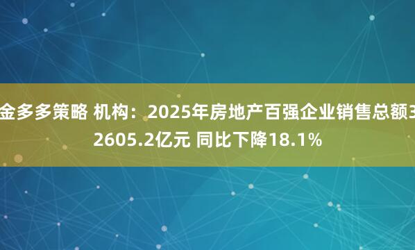 金多多策略 机构：2025年房地产百强企业销售总额32605.2亿元 同比下降18.1%